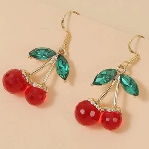 Last pair! NEW! RED cherry drop earrings